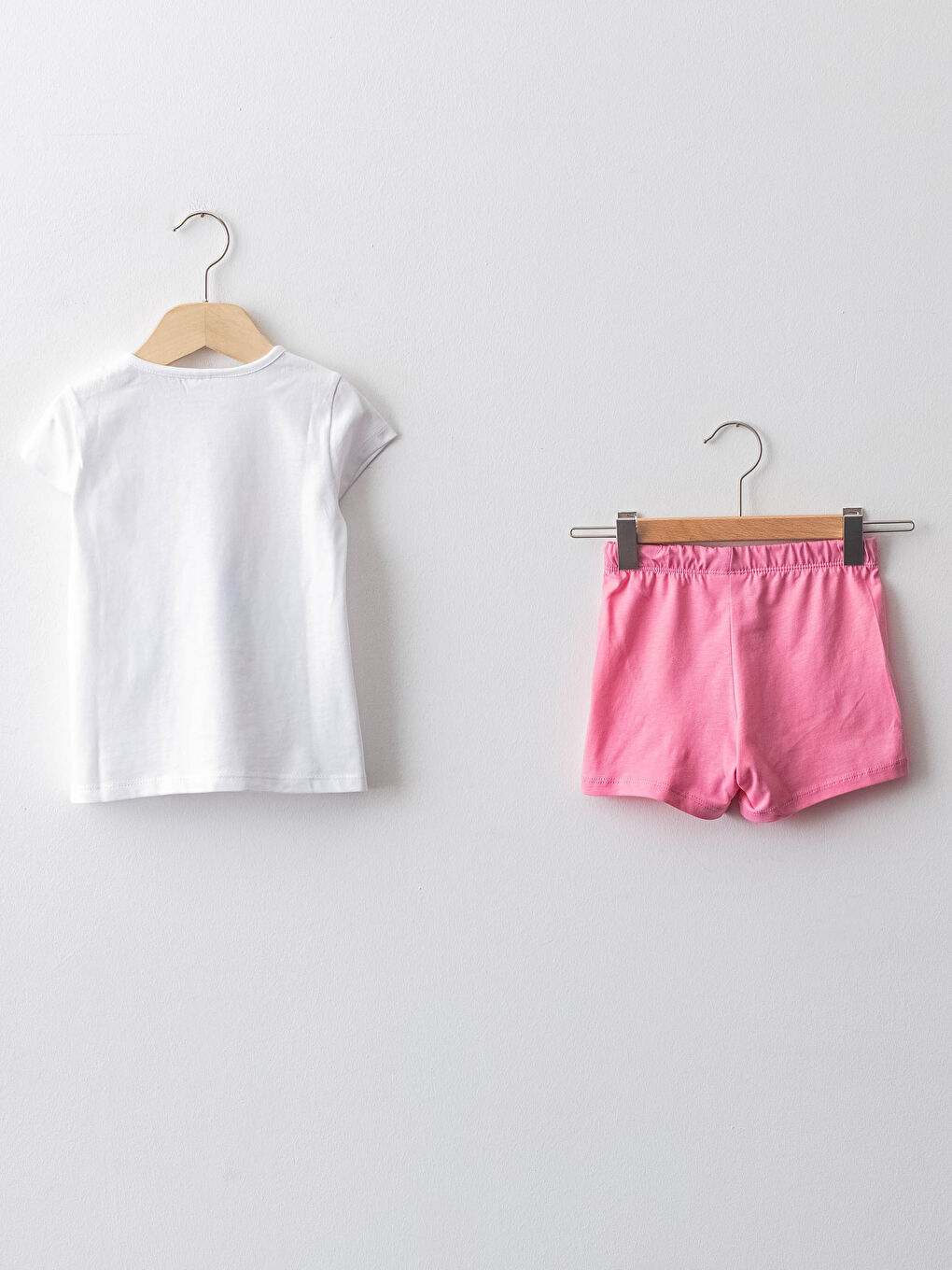 Crew Neck Short Sleeve Printed Cotton Baby Girl Pajama Set-1