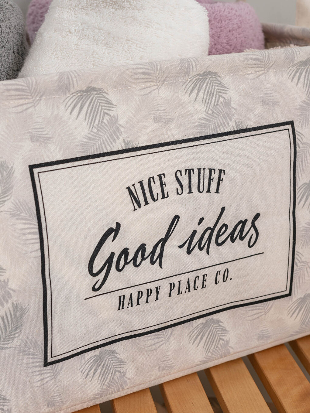 LCW HOME Slogan Printed Organizer Basket 25x37x22 Cm -S1AG42Z8-LQJ
