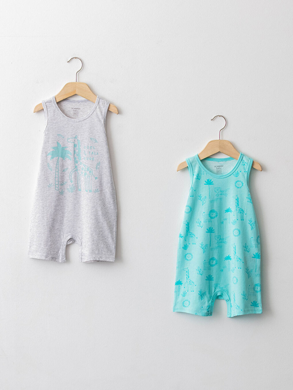 Beyaz Bisiklet Yaka Baskılı Erkek Bebek Tulum 2'li