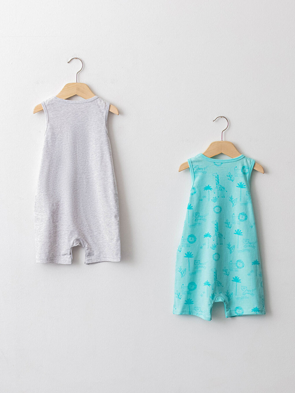 Beyaz Bisiklet Yaka Baskılı Erkek Bebek Tulum 2'li-1