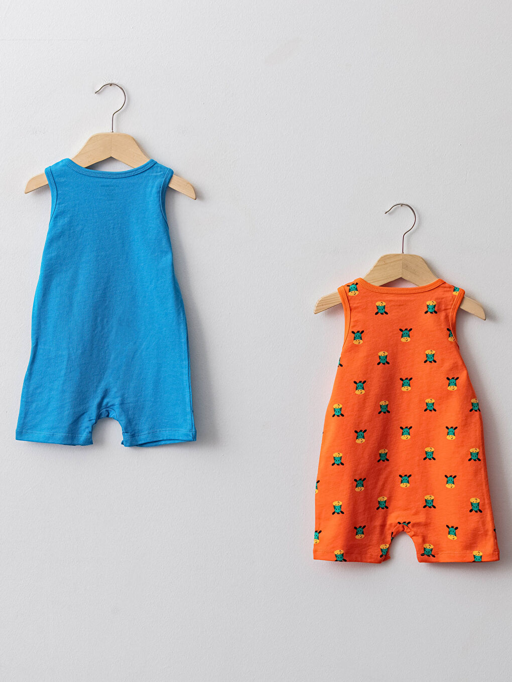 جمبسوت أطفال قطن مطبوع برقبة دائرية للجنسين - عبوة من قطعتين-1