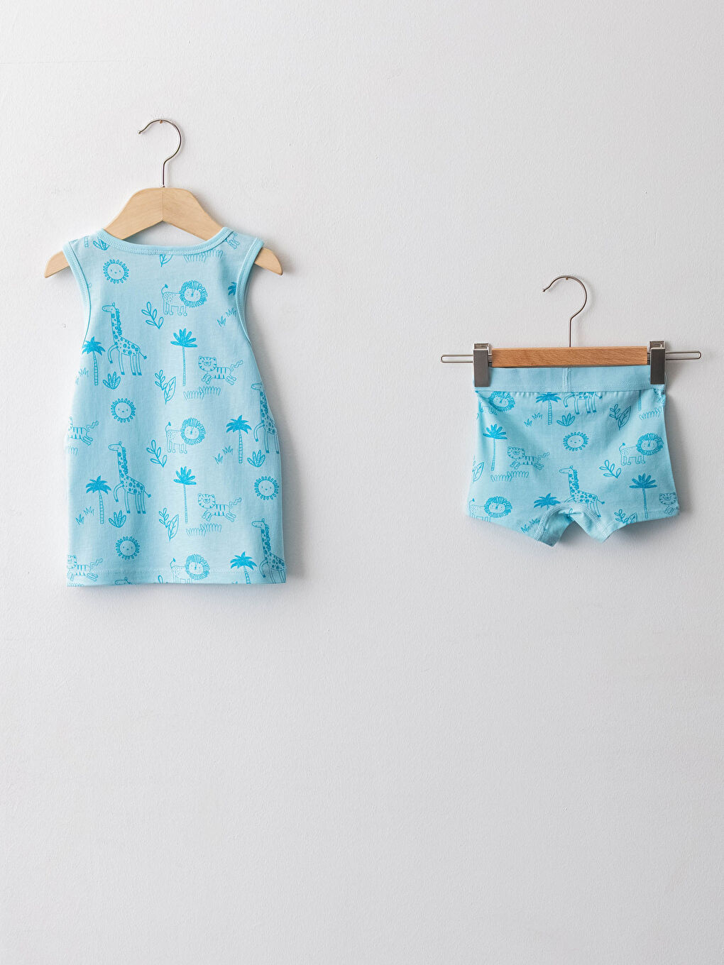 Crew Neck Printed Baby Boy Undershirt and Boxer 2-Piece Set-1