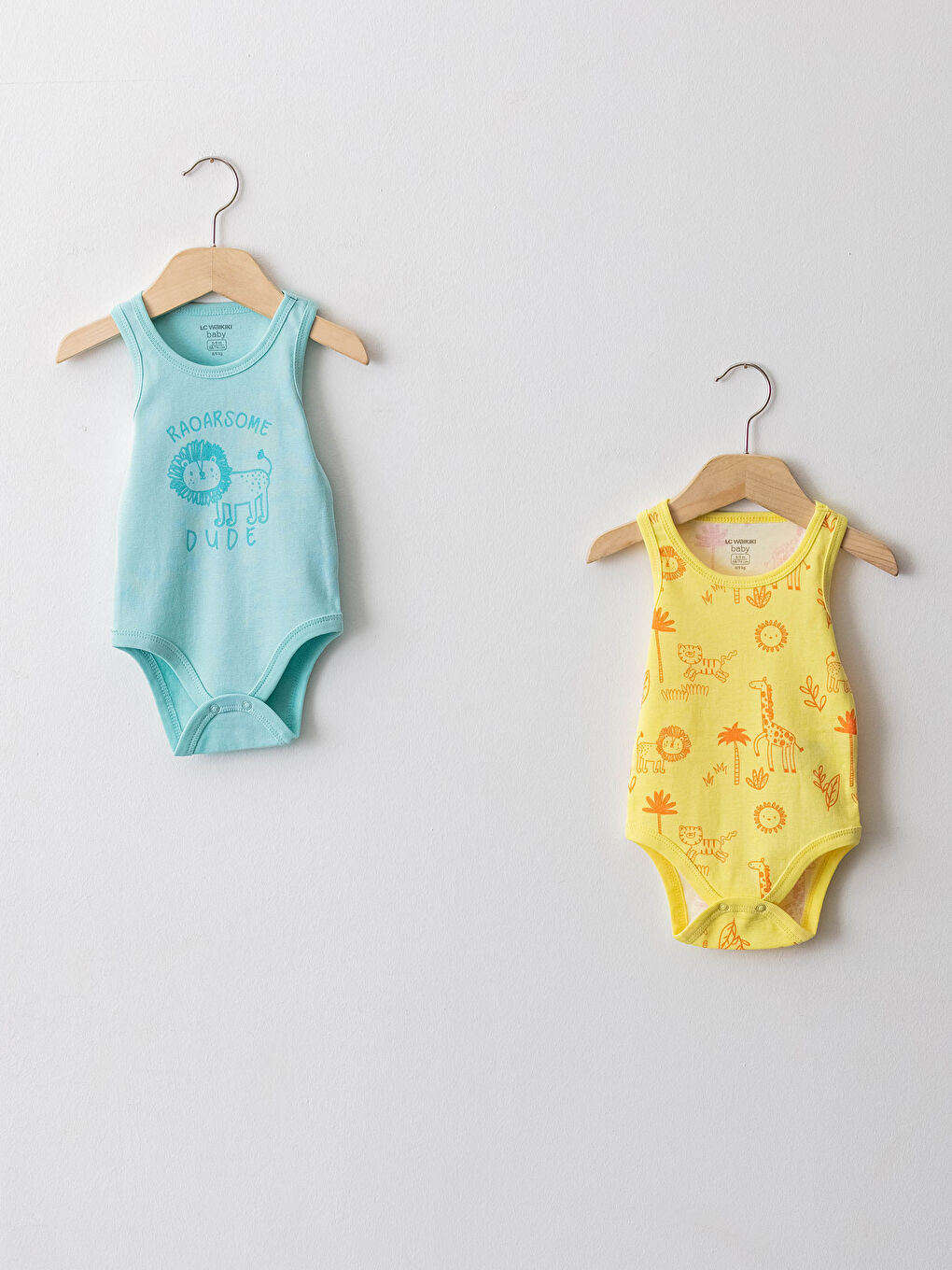 Crew Neck Printed Baby Boy Bodysuit with Snap Crotch 2-Pack