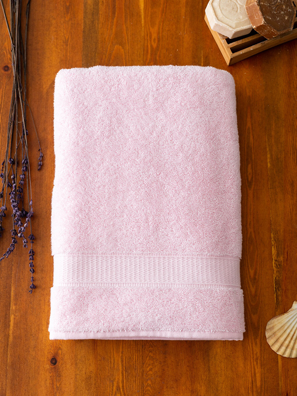 Pembe Jakarlı Banyo Havlusu 70x140 cm-1