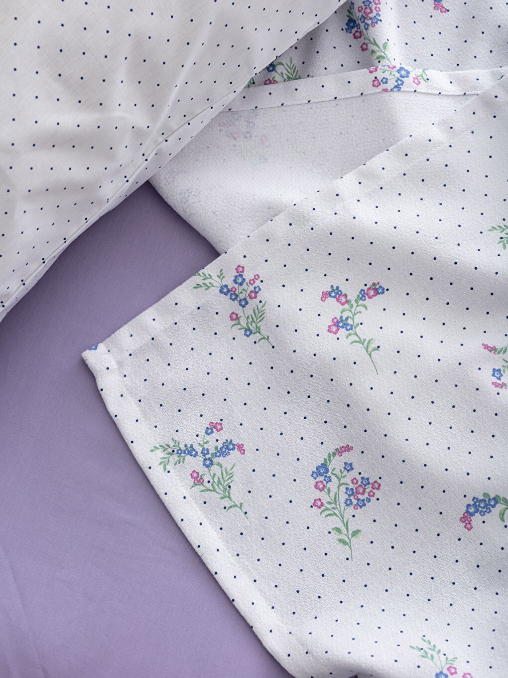 Mor Tek Kişilik Desenli Pike Takımı-3