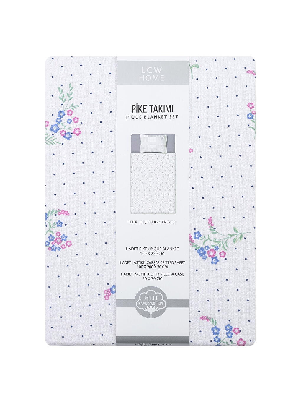 Mor Tek Kişilik Desenli Pike Takımı-4