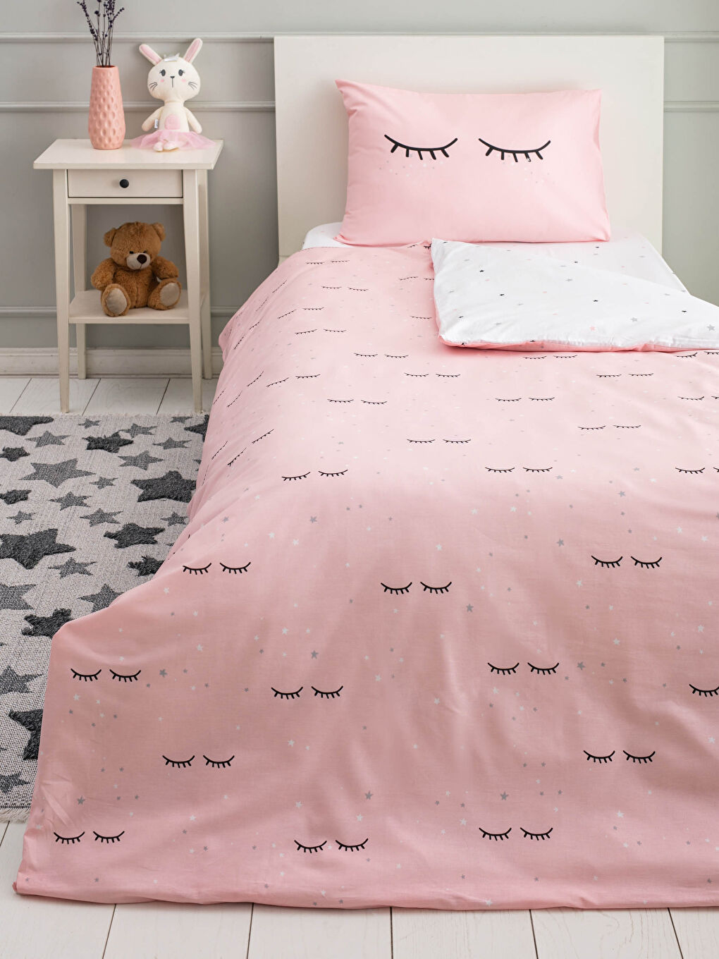 Double-Sided Patterned Woven Girl's Duvet Cover Set