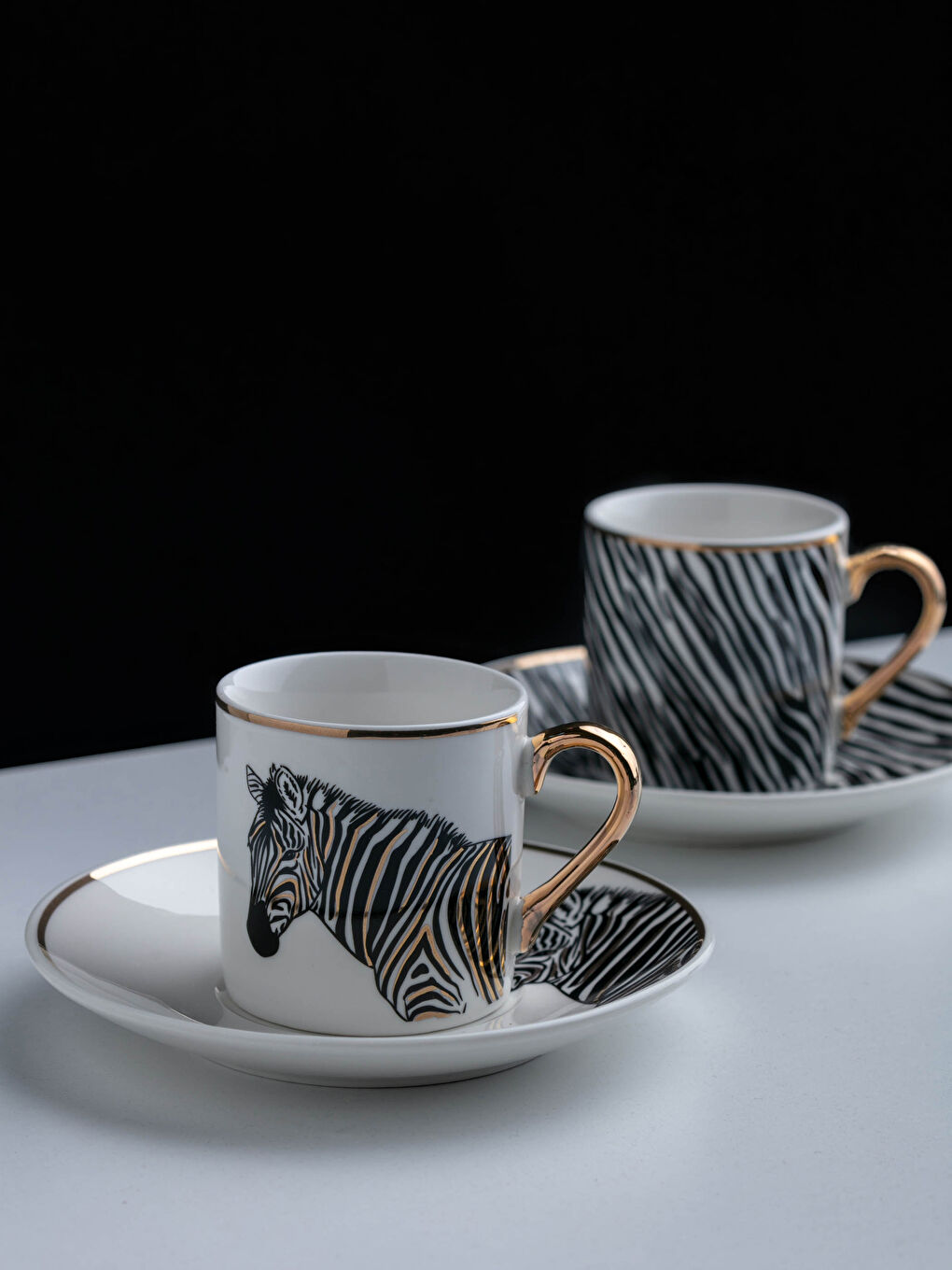 Siyah Zebra Baskılı Porselen Fincan Seti 2'li 90 ml-1