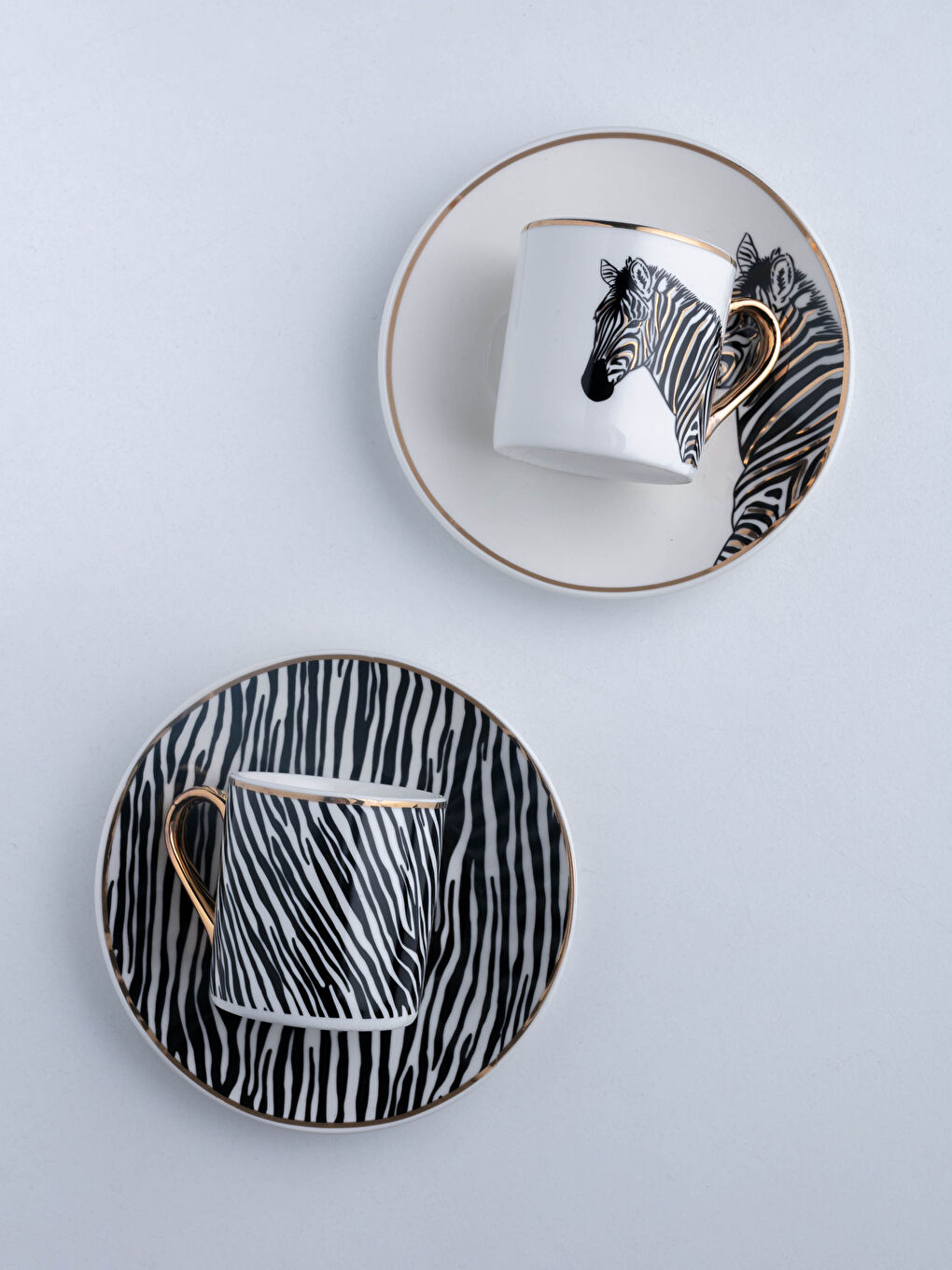 Siyah Zebra Baskılı Porselen Fincan Seti 2'li 90 ml-3