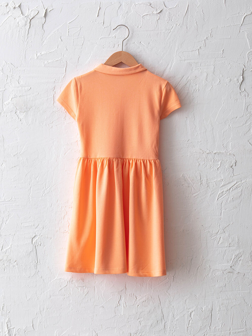 Mercan Polo Yaka Basic Kısa Kollu Kız Çocuk Elbise-1