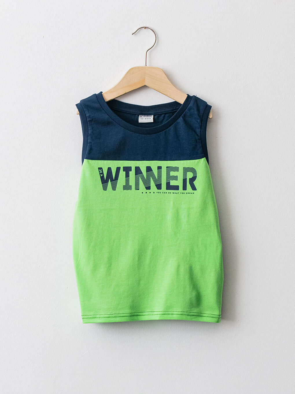 Lacivert Bisiklet Yaka Baskılı Erkek Çocuk Atlet