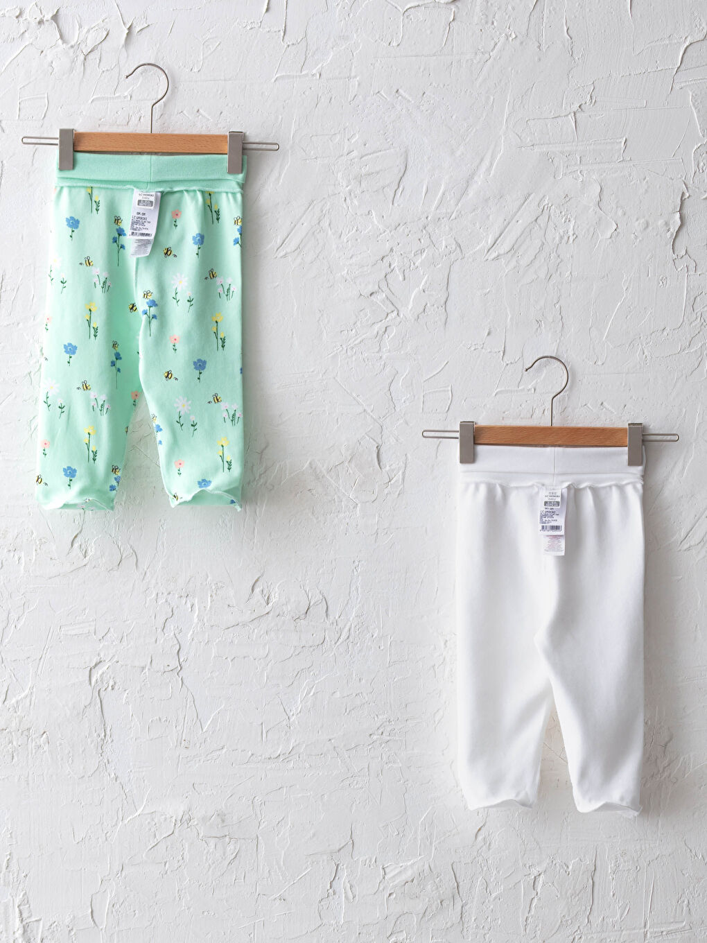 Yeşil Beli Ribanalı Pamuklu Kız Bebek Patikli Pantolon 2'li-1