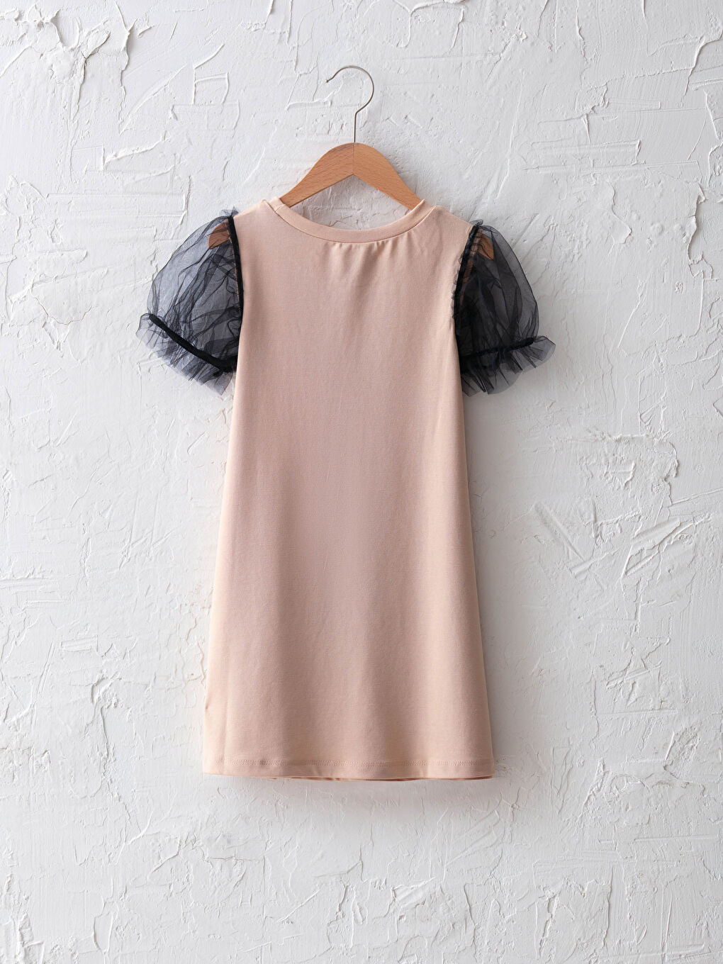 Crew Neck Letter Printed Short Sleeve Girl Dress-1