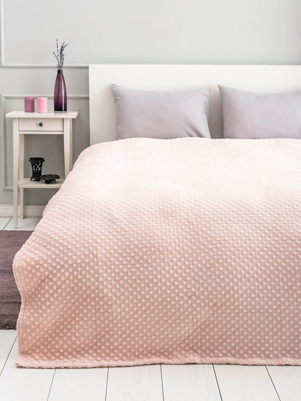 Pembe Çift Kişilik Tomurcuk Desenli Wellsoft Battaniye 200x220 cm