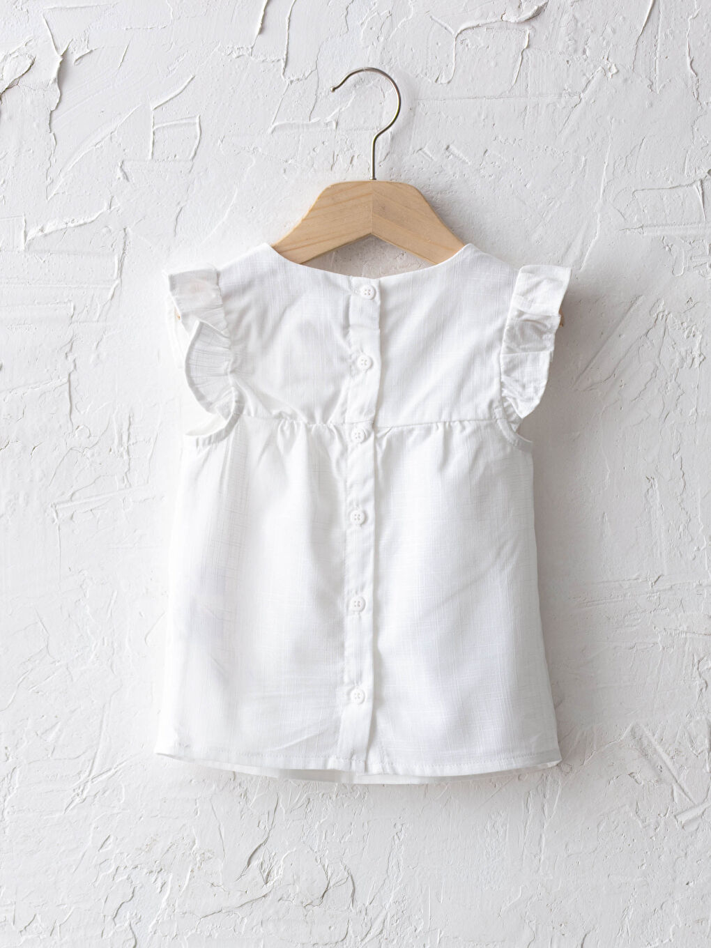 Ekru Bisiklet Yaka Kolsuz Basic Pamuklu Kız Bebek Bluz-1