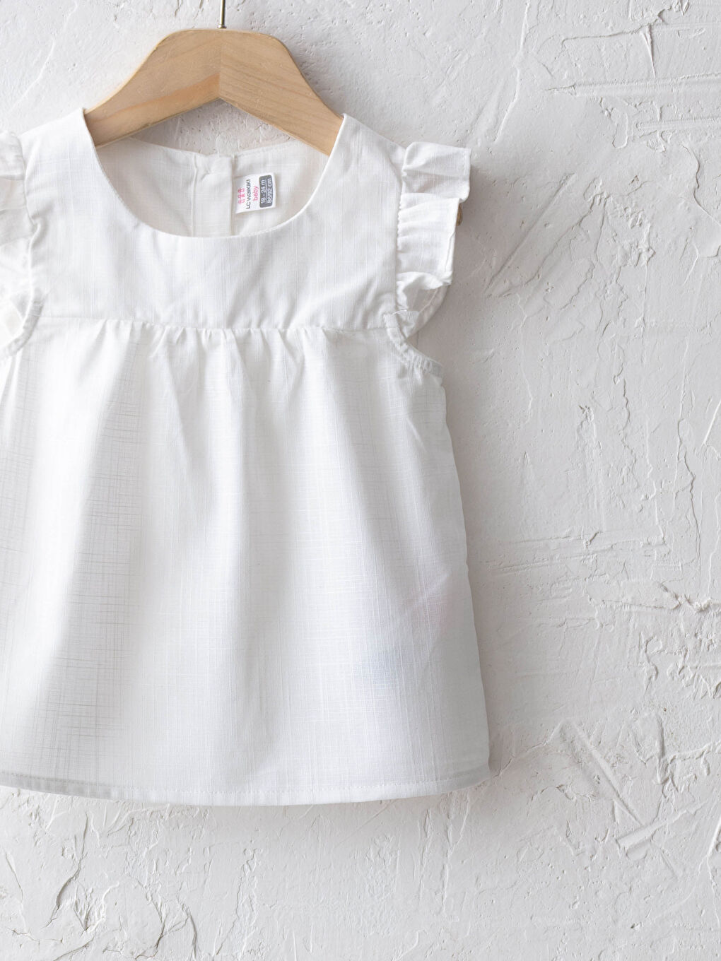 Ekru Bisiklet Yaka Kolsuz Basic Pamuklu Kız Bebek Bluz-2