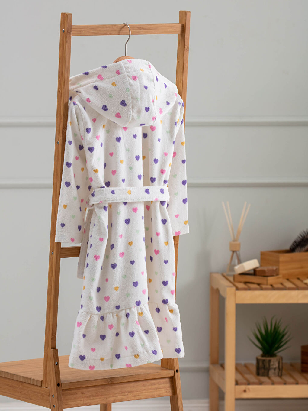 Peignoir Enfant Imprimé En Velours À Col Capuche-1