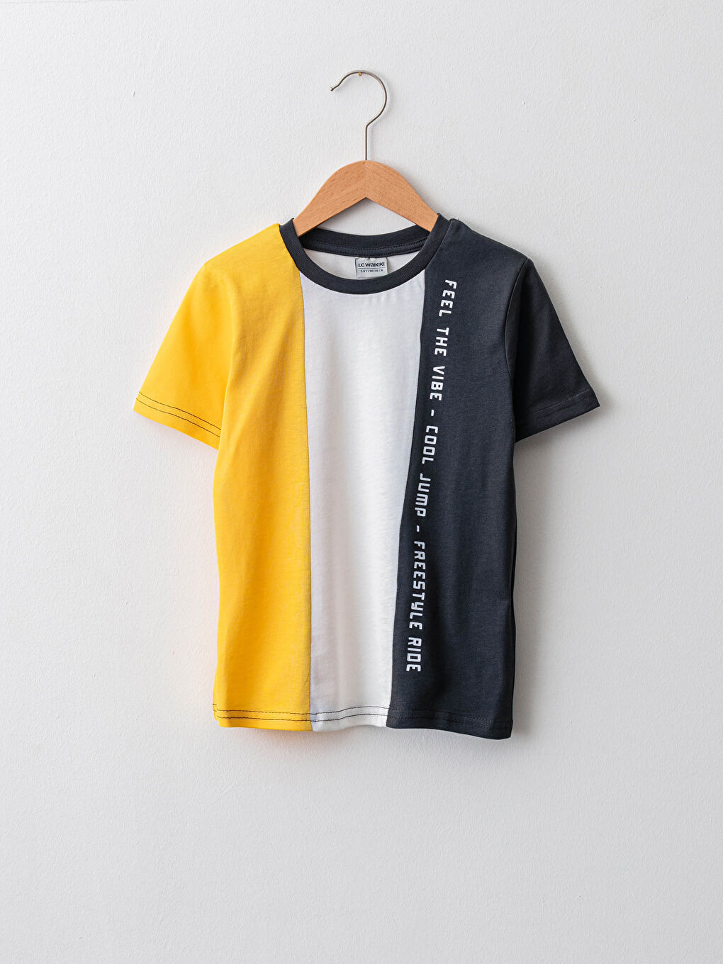 Crew Neck Color Block Short Sleeve Cotton Boy T-Shirt