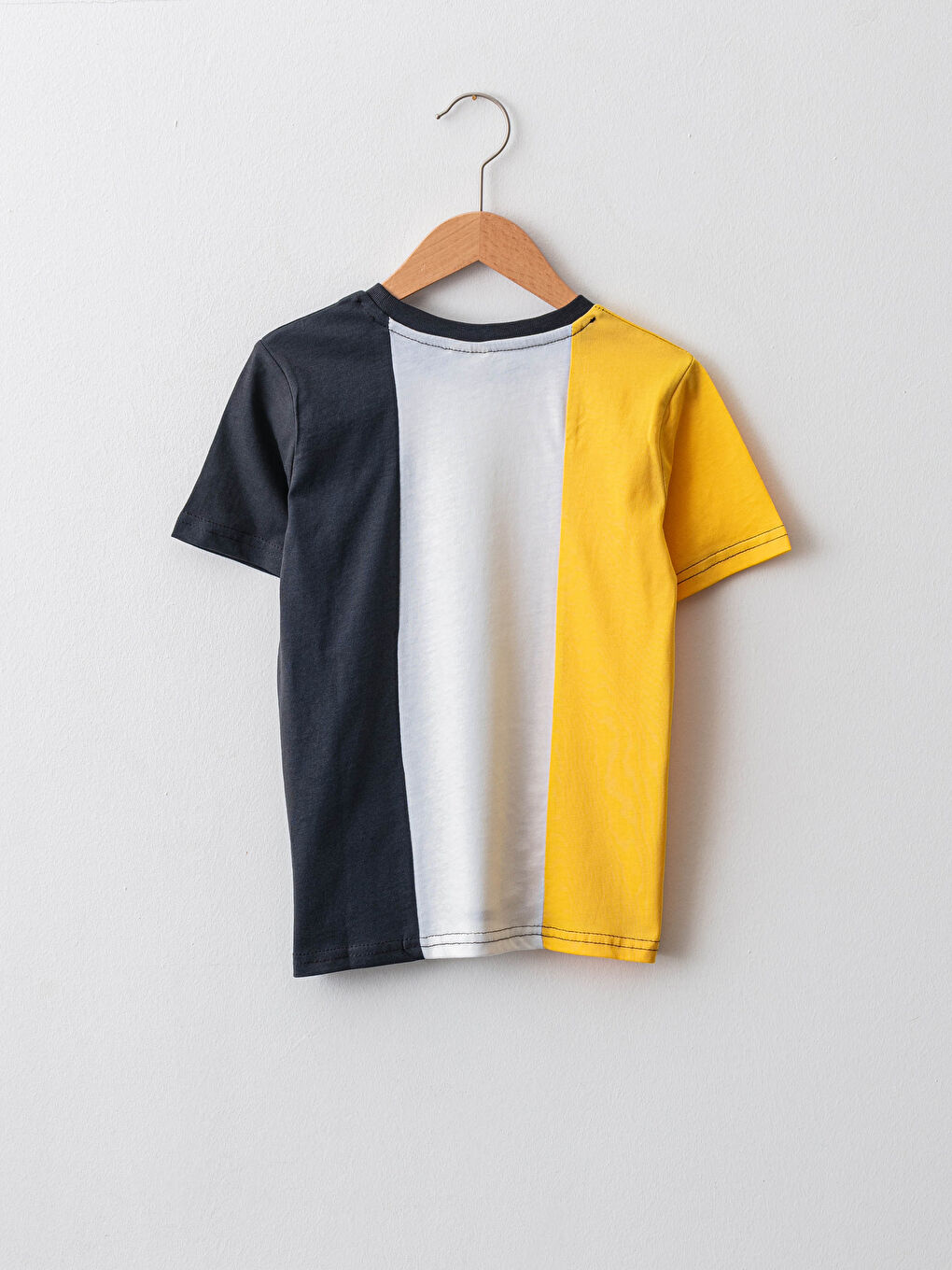 Crew Neck Color Block Short Sleeve Cotton Boy T-Shirt-1