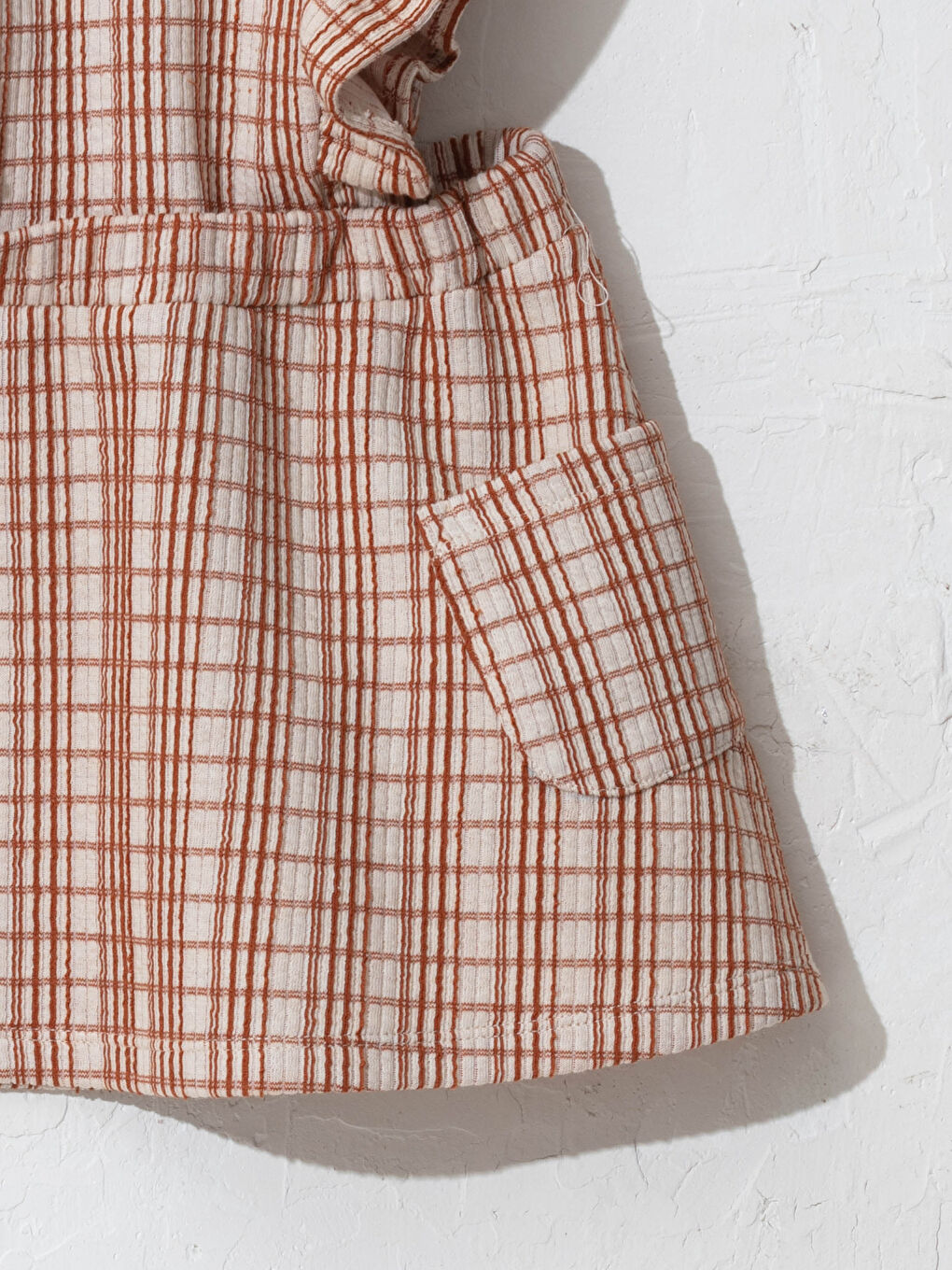 Kahverengi Bebe Yaka Kolsuz Çizgili Kız Bebek Elbise-2