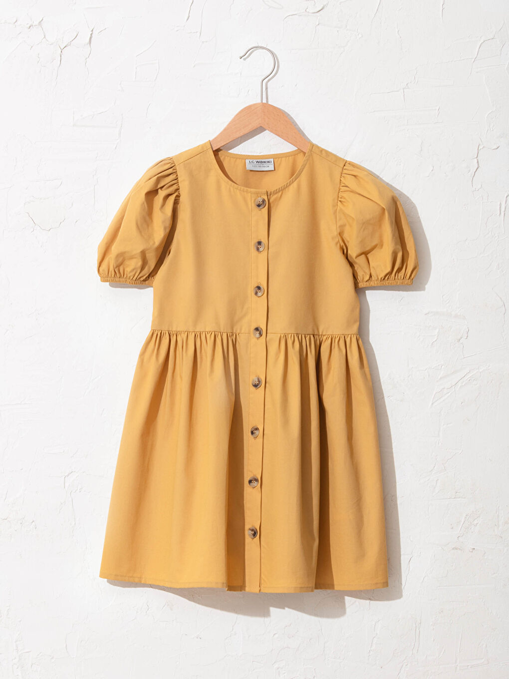 Crew Neck Basic Short Sleeve Poplin Girl Dress