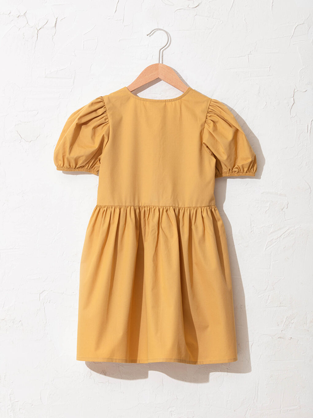 Crew Neck Basic Short Sleeve Poplin Girl Dress-1