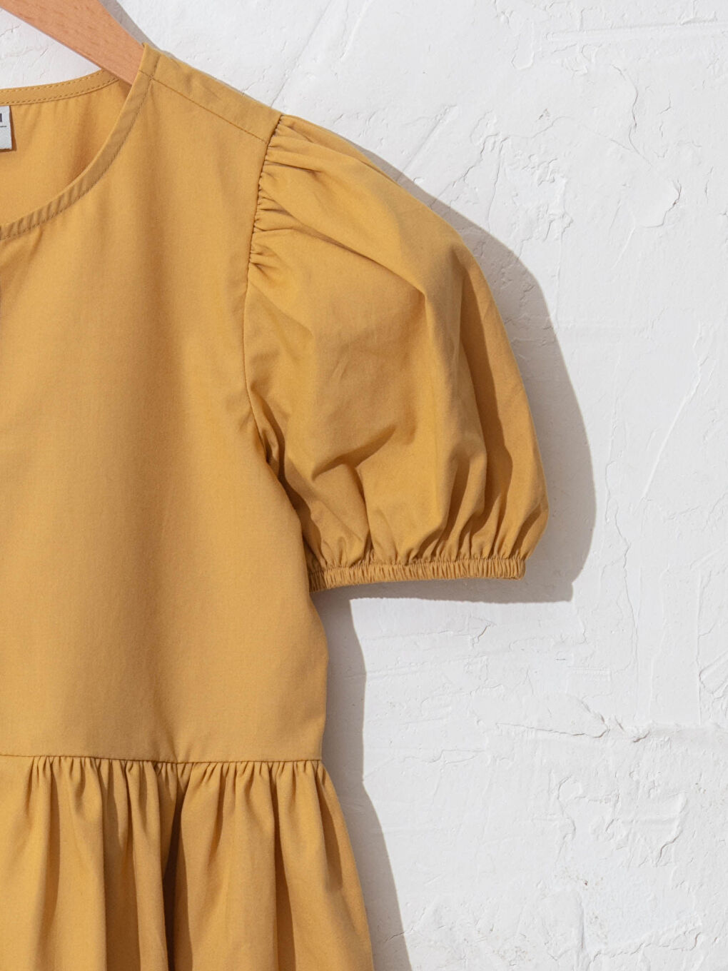 Crew Neck Basic Short Sleeve Poplin Girl Dress-2