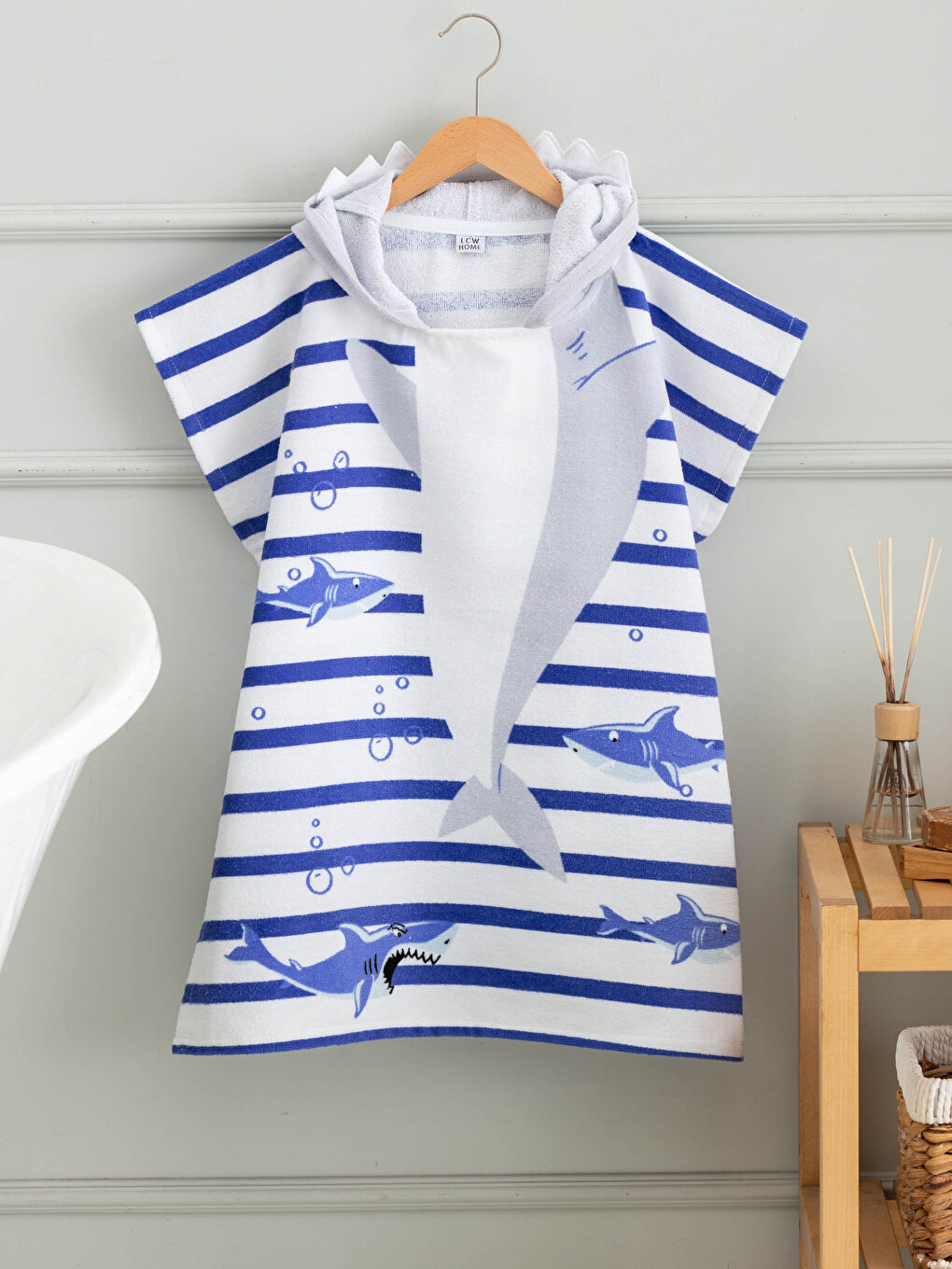 Poncho Garçon Imprimé À Capuche