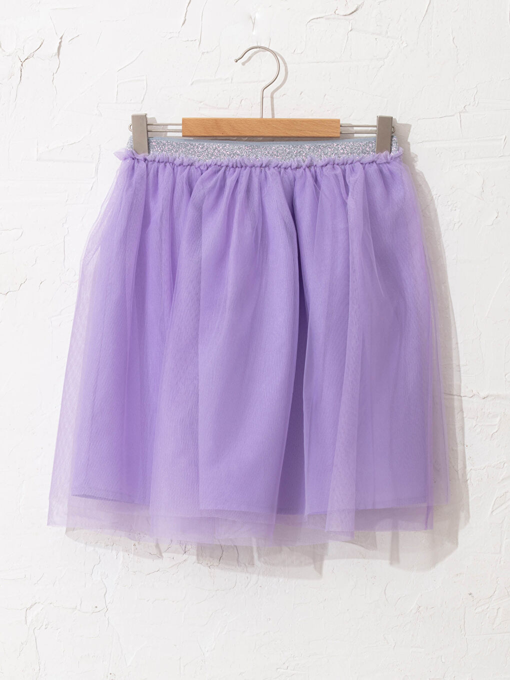 Jupe de Ballet en Tulle pour Fille avec Taille Élastique Argentée-2