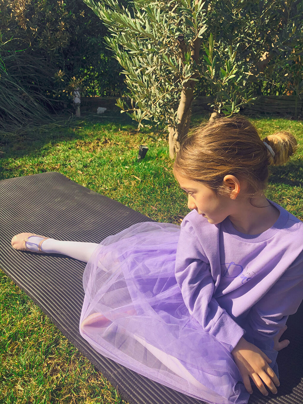 Jupe de Ballet en Tulle pour Fille avec Taille Élastique Argentée-1