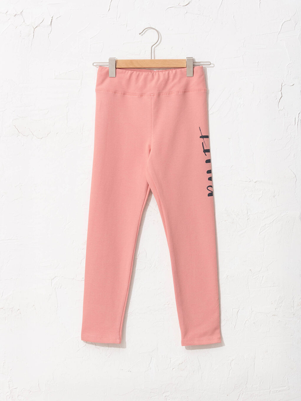 Pembe Baskılı Pamuklu Kız Çocuk Uzun Bale Tayt