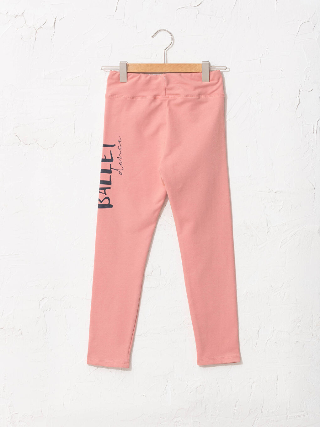 Pembe Baskılı Pamuklu Kız Çocuk Uzun Bale Tayt-1