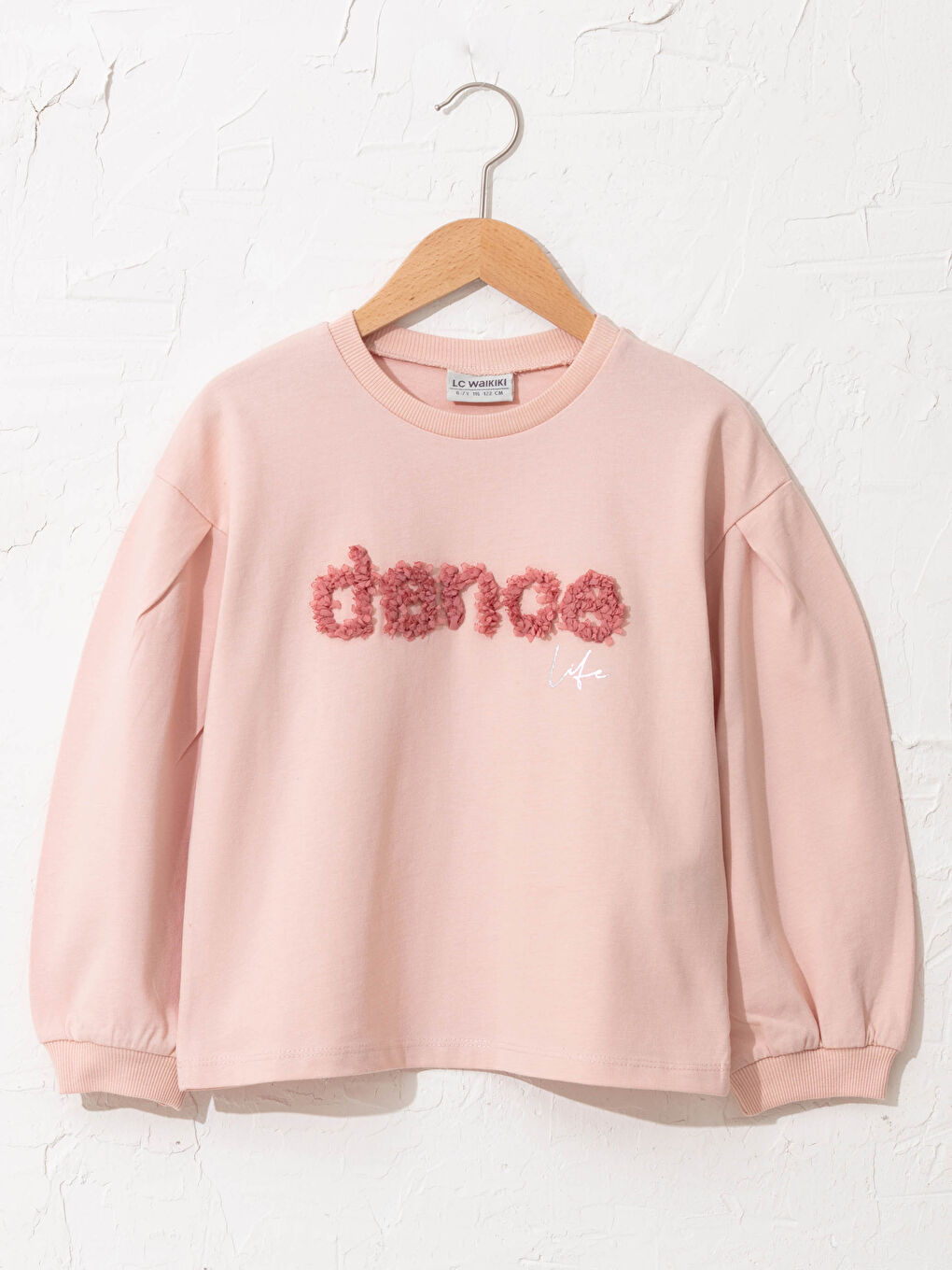 LCW Kids Rundhalsausschnitt Applikation Bestickt Langarm Mädchen Ballett T-Shirt -S1BA28Z4-G2J
