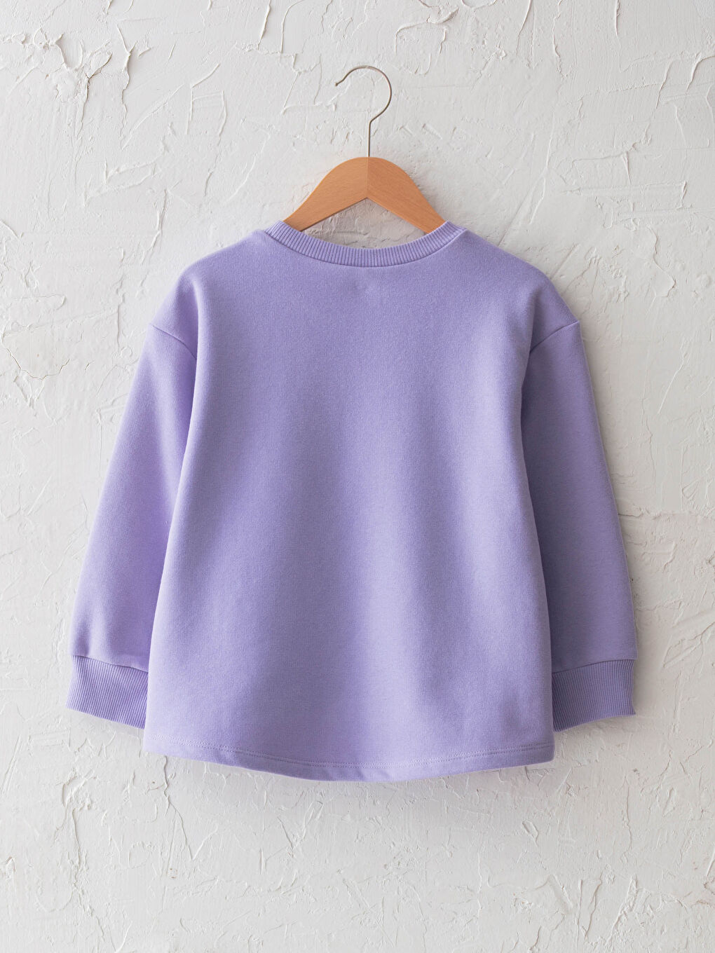 Lila Bisiklet Yaka Bale Yazı Nakışlı Uzun Kollu Kız Çocuk Sweatshirt-1