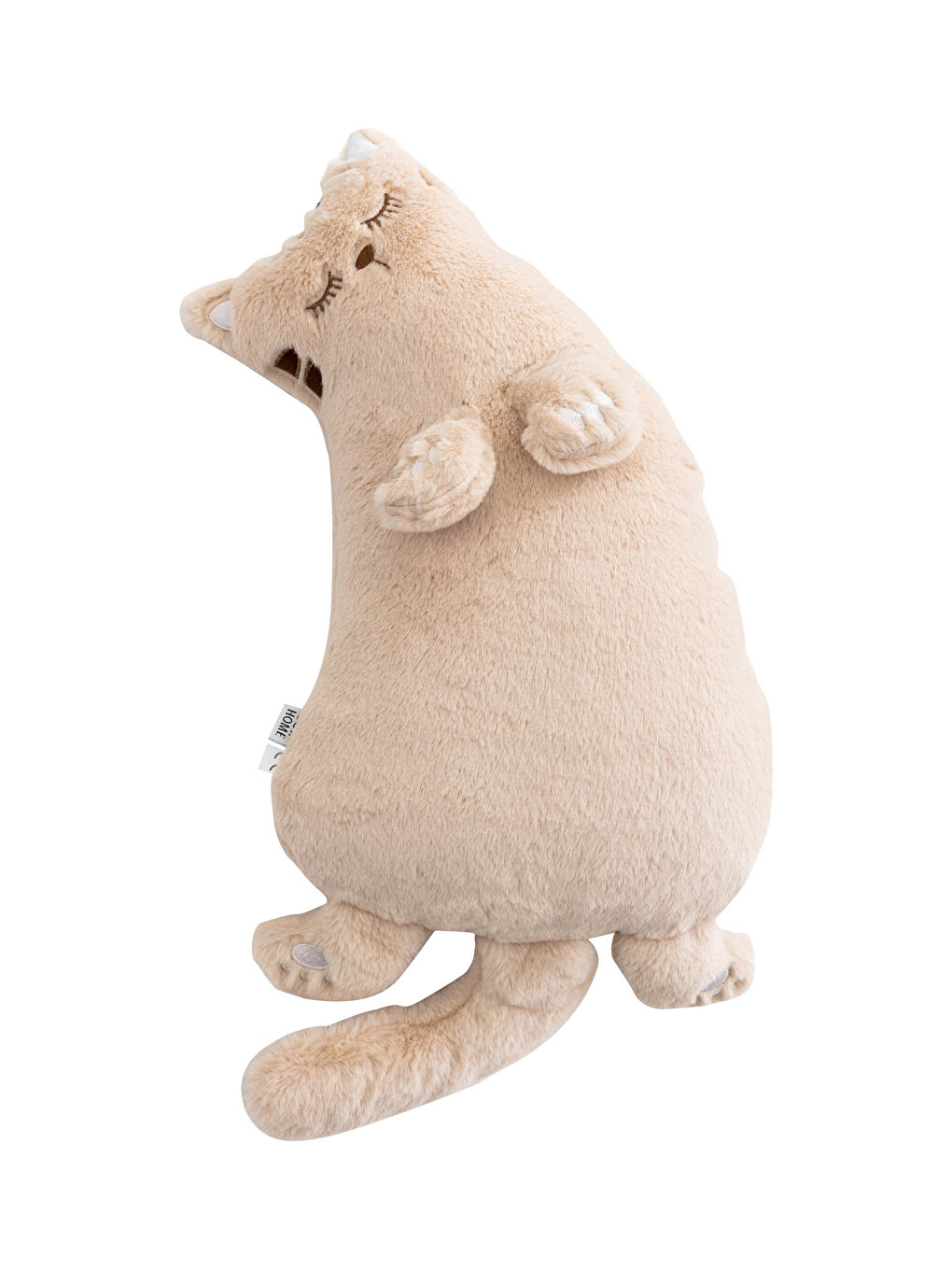 Bej Bebek Pelüş Dolgulu Kedi Kırlent-3