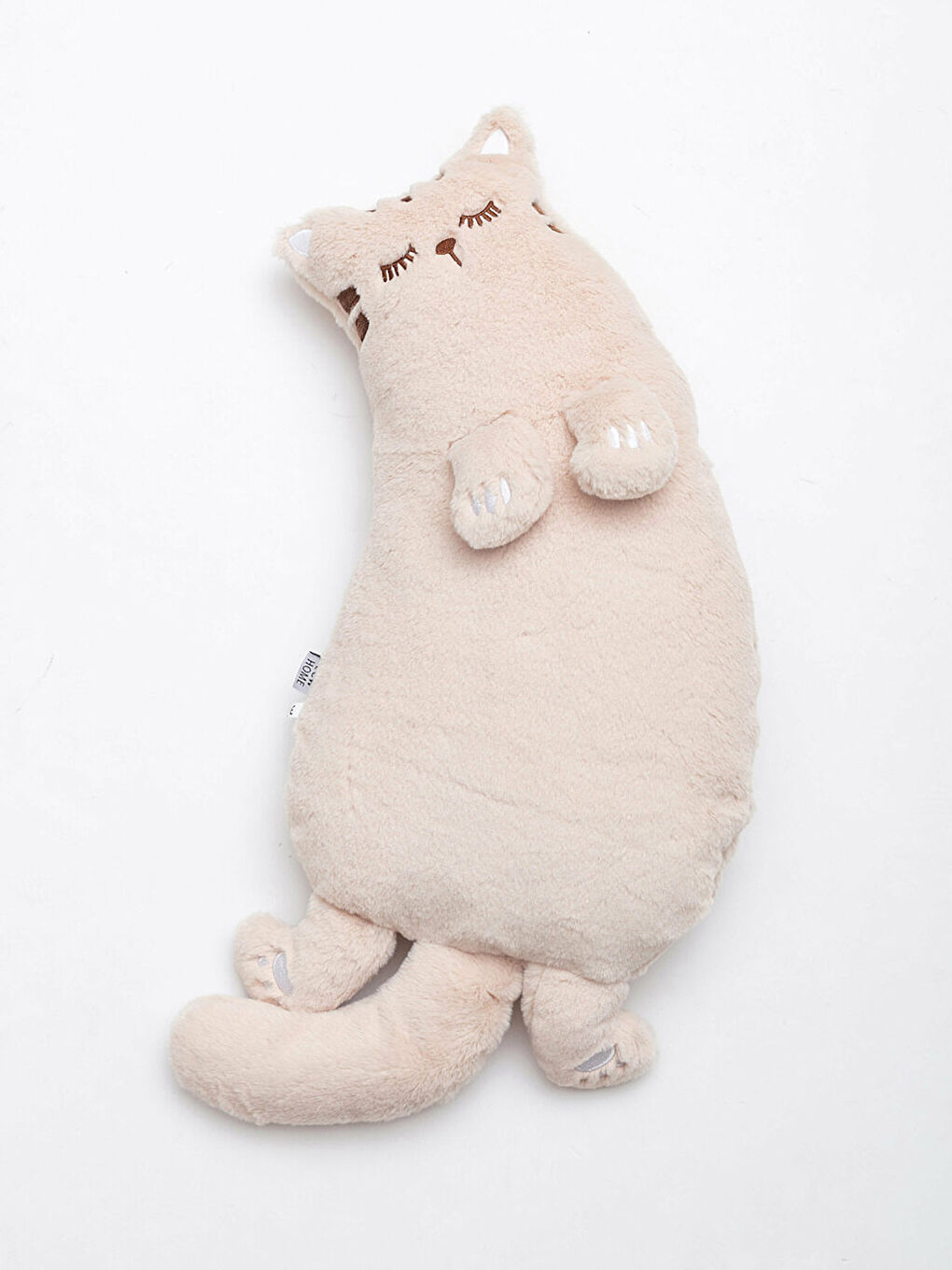 Bej Bebek Pelüş Dolgulu Kedi Kırlent-4