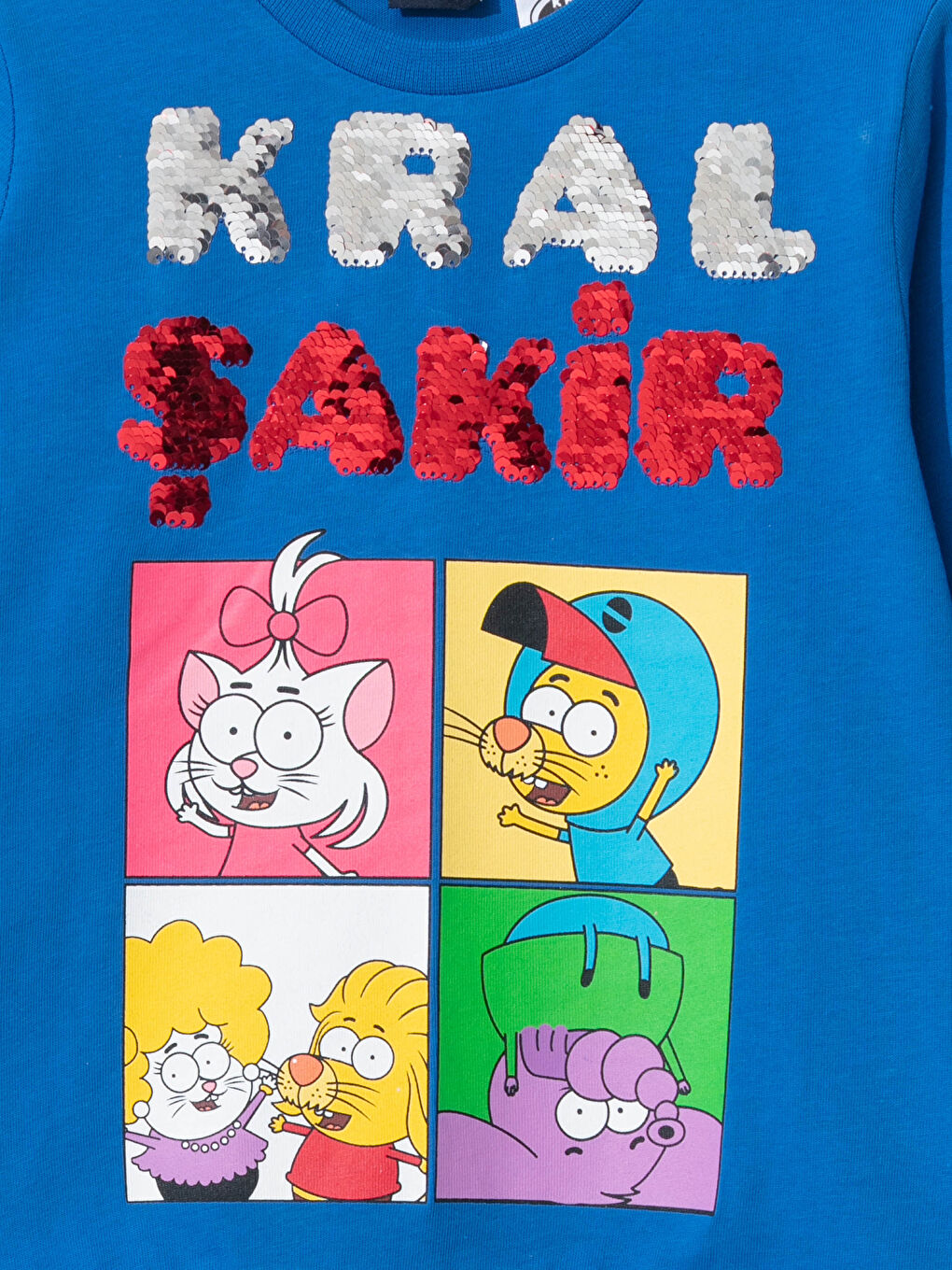 LCW Kids Crew Neck King Şakir Printed Double Sided Sequined Boy T-Shirt -S1BD89Z4-HFU