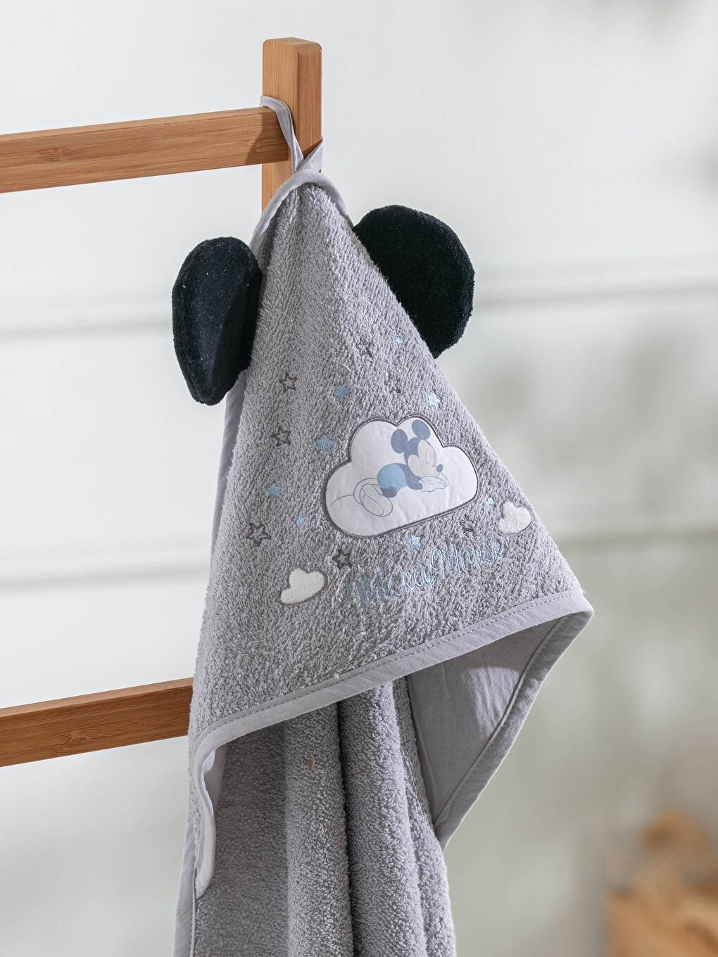 Mavi Erkek Bebek Mickey Mouse Lisanslı Banyo Havlusu-1