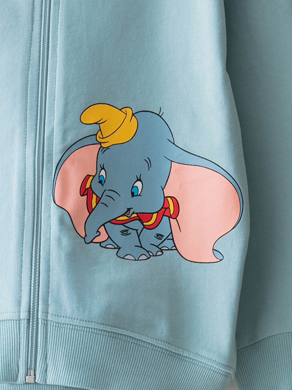 Hooded Dumbo Printed Long Sleeve Girl's Zippered Sweatshirt-2