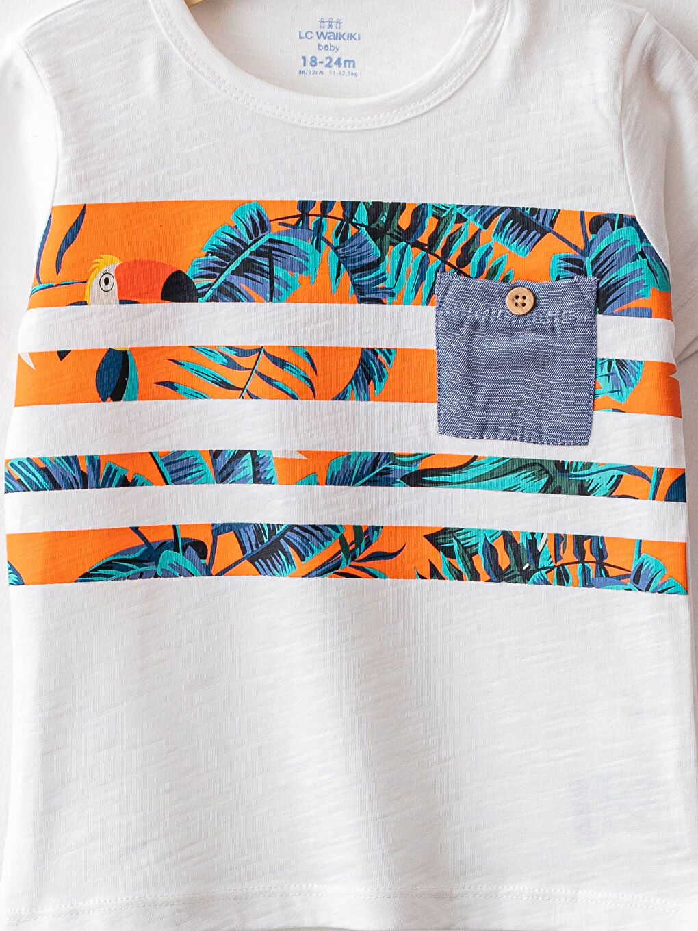 Ekru Bisiklet Yaka Kısa Kollu Baskılı Erkek Bebek Tişört-2