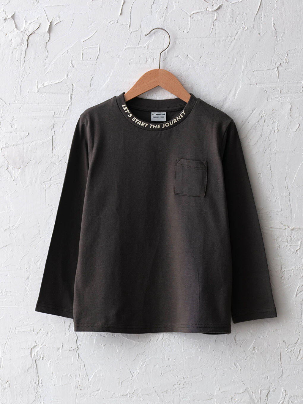 Crew Neck Slogan Printed Long Sleeve Boy T-Shirt