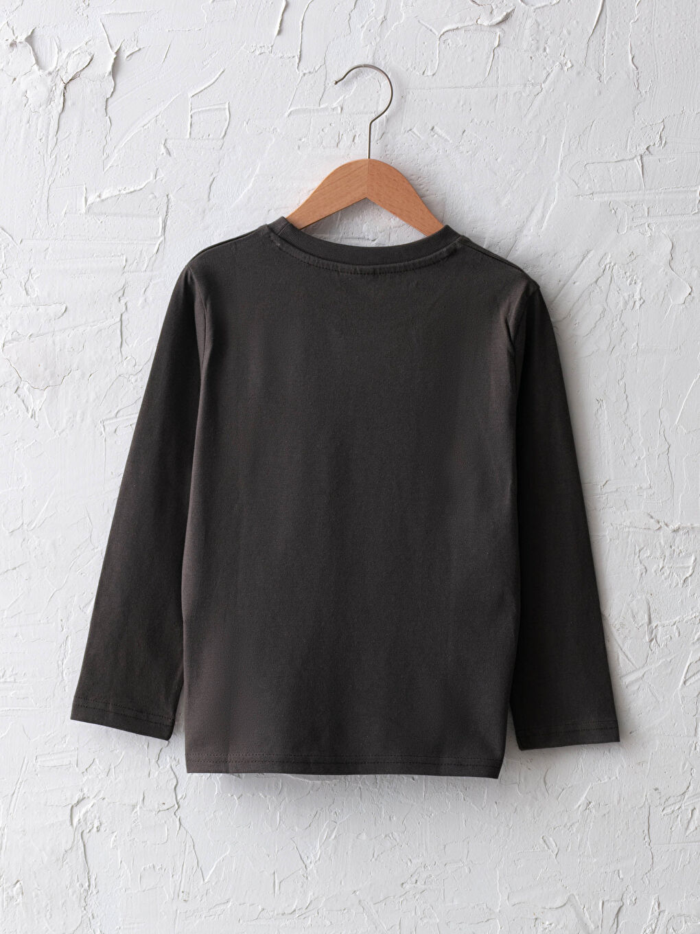 Crew Neck Slogan Printed Long Sleeve Boy T-Shirt-1