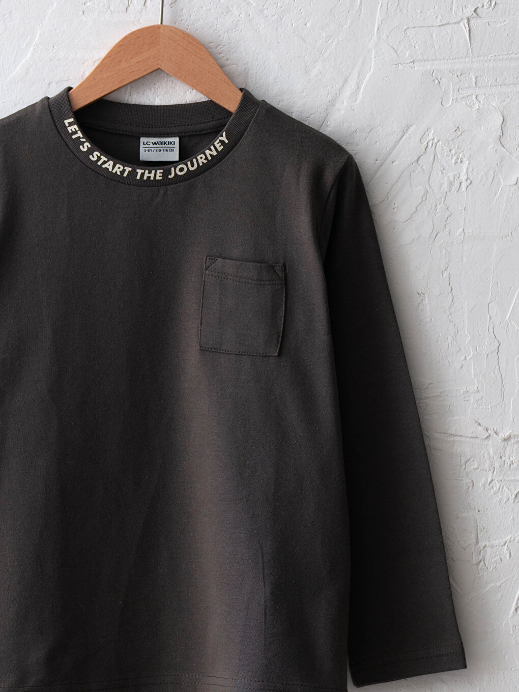 Crew Neck Slogan Printed Long Sleeve Boy T-Shirt-2