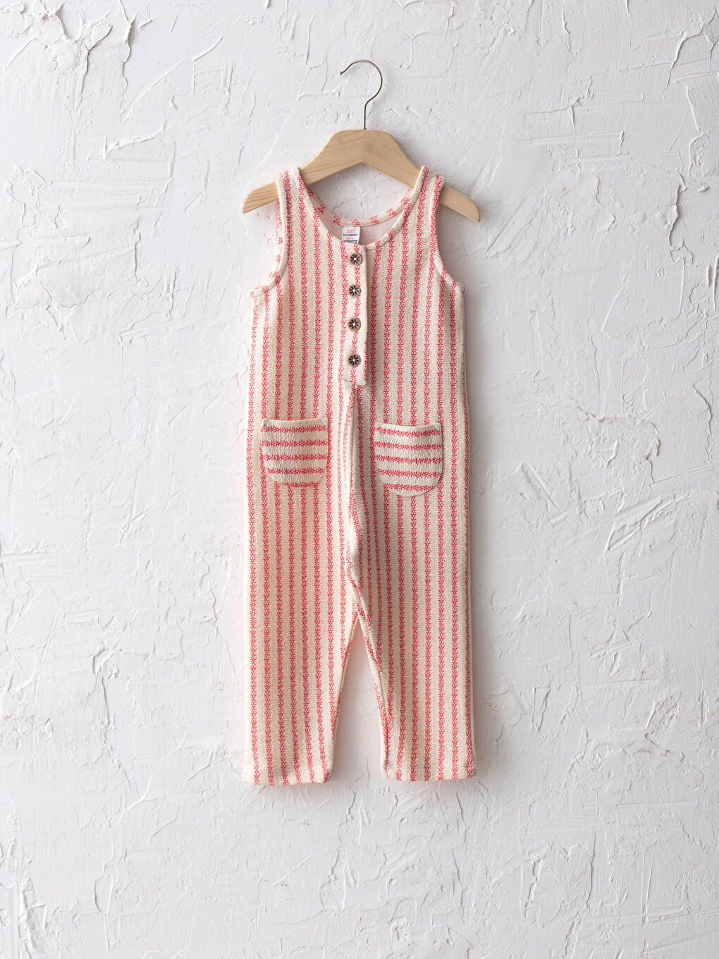 Mercan Askılı Bisiklet Yaka Çizgili Kız Bebek Tulum Salopet