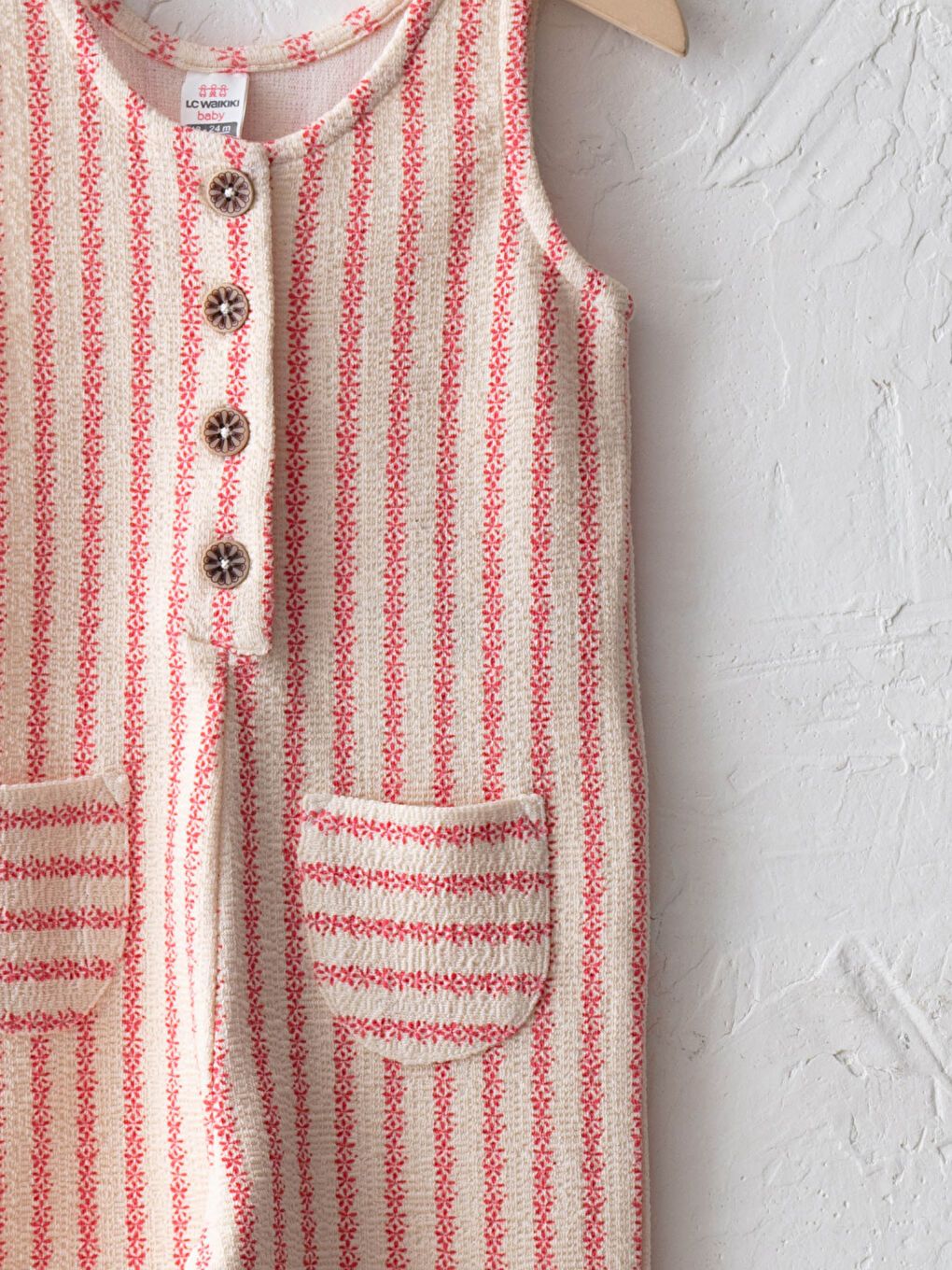 Mercan Askılı Bisiklet Yaka Çizgili Kız Bebek Tulum Salopet-2