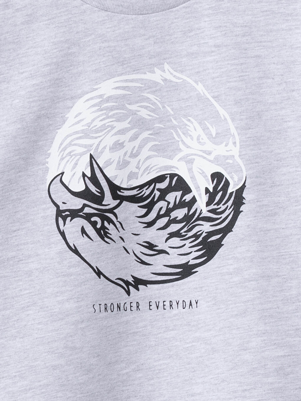 Gri Bisiklet Yaka Baskılı Uzun Kollu Erkek Çocuk Tişört-2