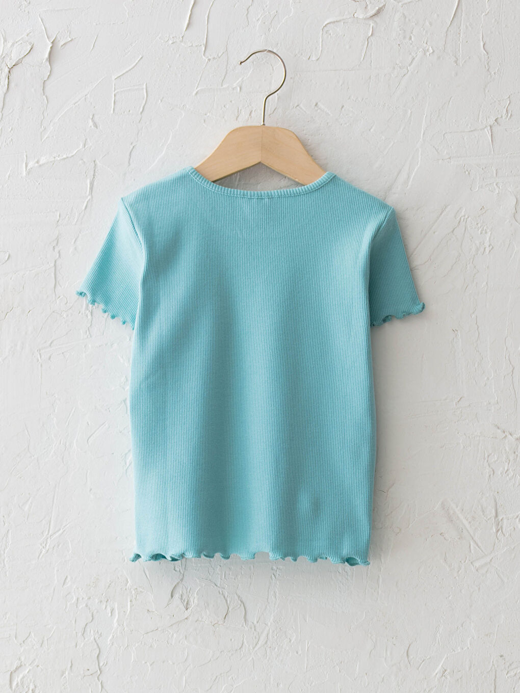 Crew Neck Embroidery Detailed Short Sleeve Cotton Girls T-Shirt-1