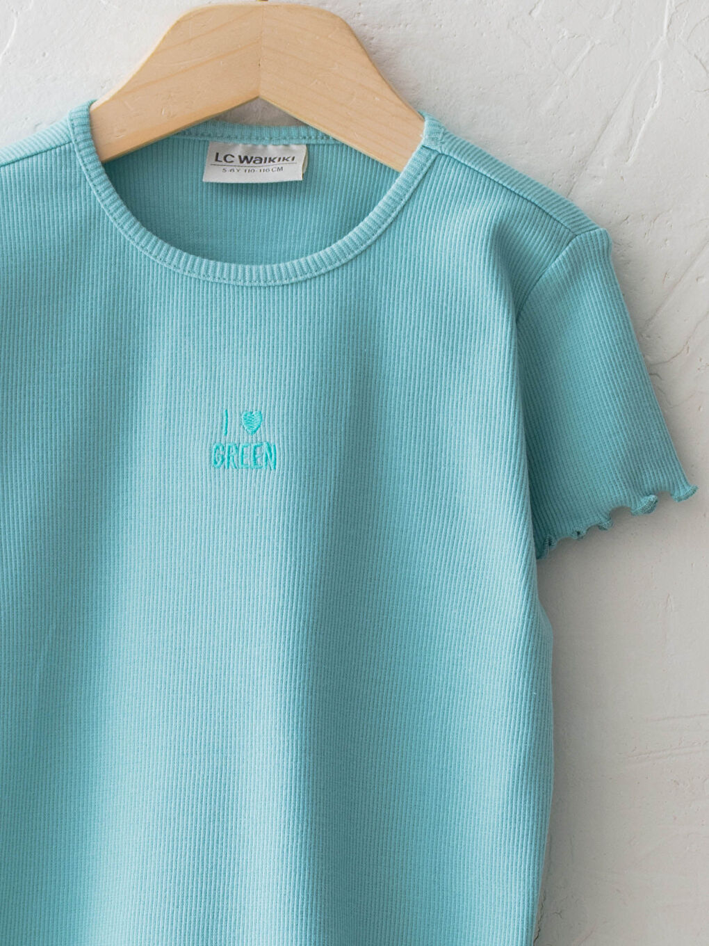 Crew Neck Embroidery Detailed Short Sleeve Cotton Girls T-Shirt-2