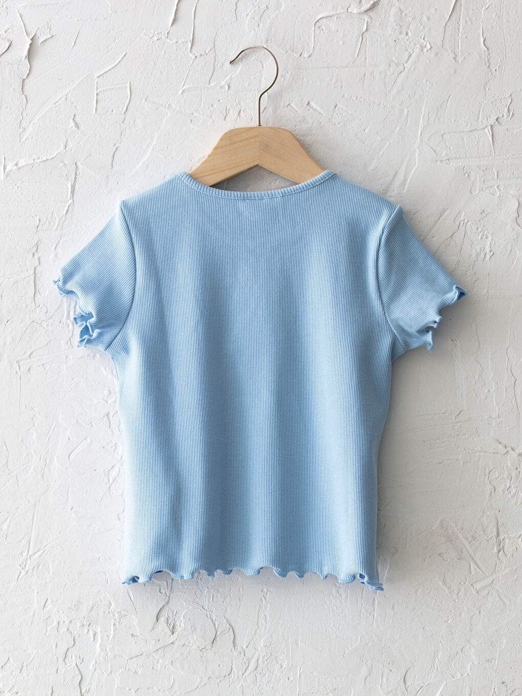 Crew Neck Embroidery Detailed Short Sleeve Cotton Girls T-Shirt-1