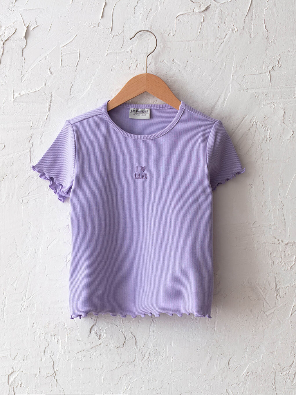 Crew Neck Embroidery Detailed Short Sleeve Cotton Girls T-Shirt